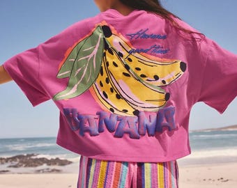 Rosa/Randig Frukt-T-shirt och Texturerade Shorts Set (16 år)