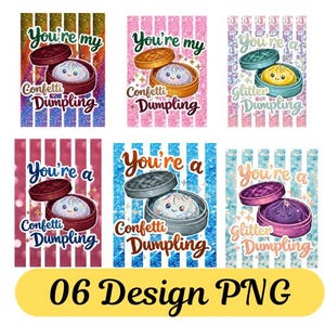 Randigt glitterdumpling-png-paket, Hej dumpling-png, du är en glitterdumpling-png, trendig flickdesign för barn, sublimering av pastellregnbåge-png