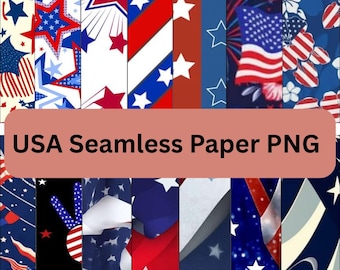 USA patriottische naadloze patroon bundel 4 juli digitaal papier Americana rood wit blauw bloemen streep geruite sterren polka dot