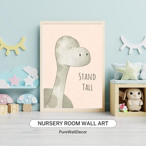 Turtle Nursery Poster – Stand Tall Wall Art – Cute Turtle Kids Room Decor – Neutral Baby Nursery Print – Animal Nursery Wall Art