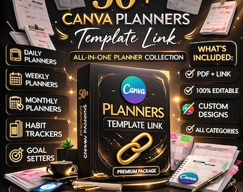 Paquete de 50 enlaces de plantillas de Canva: diseños modernos, editables y totalmente personalizables