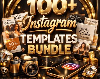 Luxury Instagram Bundle 100+ Posts Editable Canva Templates Social Media Growth Kit