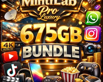 Paquete de creación digital de 675 GB para Photoshop, Illustrator, Premiere, maquetas de fuentes, descarga digital