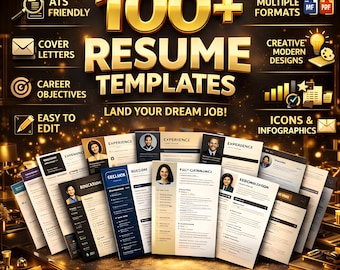 Más de 100 plantillas de CV de lujo, modernas, editables y optimizadas para ATS. Destaca profesionalmente.