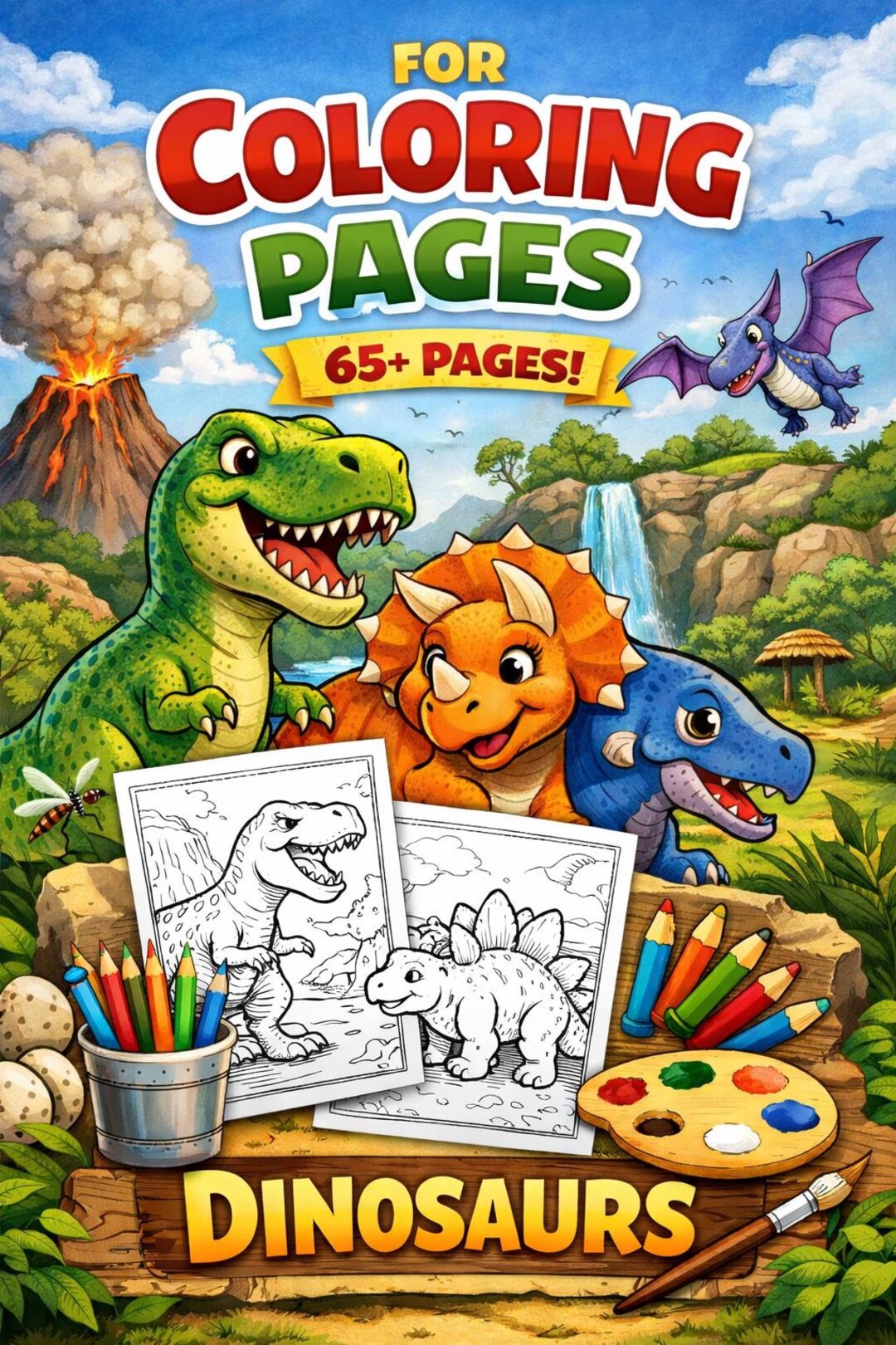 Dinosaur Coloring Book for Kids | 65+ Fun Dino Pages (PDF Download) - Etsy