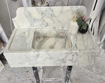 Carrara White Marble Sink- Wall Mounted Bathroom Sinks, Carrara Washbasin, Vanity Basin