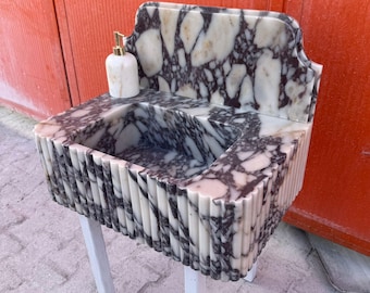 Calacatta Viola Marble Sink | Custom Calacatta Bathroom Wall Mounted Stone Basin | Vessel Vanity Sinks
