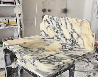Calacatta Viola Marble Sink, Custom Calacatta Bathroom Wall Mounted Stone Basin, Vanity