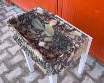Calacatta Viola Marble Sink -  Wall Mounted Stone Basin, with drawers Sink- Custom Bathroom Vanity