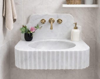 Carrara Marble Sink- Wall Mounted Bathroom Sinks, Carrara Washbasin, Vanity Basin