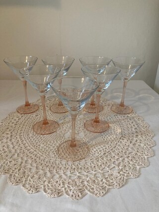 Set Di 6 Bicchieri Da Martini In Cristallo 235 Ml - Vintage Anni '20 Art Déco Per Cocktail, Champagne, Margarita