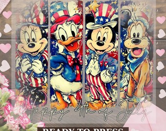Transferencia DTF de Mickey Mouse retro para el 4 de julio, 250 aniversario de Estados Unidos listo para imprimir, DTF gráfico patriótico de Disney, DTF de viaje a Disney
