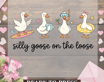 Silly Goose On The Loose Dtf Transfer, Linear Graphic Boho Summer Ready to Press, Trendy Beach Heat Press, Cute Minimalist Summer Dtf Print