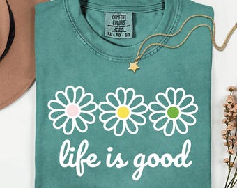 Spring Daisy Dtf Transfer, Life is Good Ready to Press, Floral Graphic, Boho Flower Dtf, Women’s Pastel Daisy Dtf, Vintage Spring Heat Press