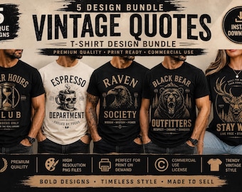 5 Vintage Christian T-Shirt Designs Bundle (Digital Download)