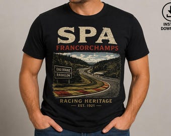 Spa Francorchamps Racing Heritage T-Shirt, Eau Rouge Raidillon Motorsport Graphic (Digital Download)