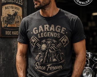 Garage Legends Vintage Motorcycle Mechanic PNG, Biker Artwork (Digital Download)