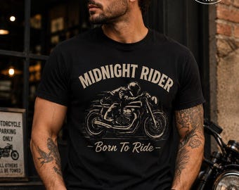 Midnight Rider Vintage Motorcycle PNG, Cafe Racer Artwork (Digital Download)