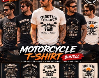 Vintage Biker Motorcycle SVG PNG Designs Bundle (5 Graphics)