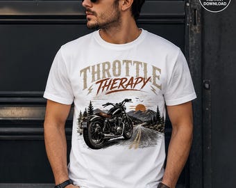 Throttle Therapy Motorcycle Shirt PNG,Vintage Biker T-Shirt Design, Retro Motorcycle Graphic, Ride More Shirt,Chopper Rider Digital Download