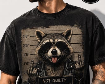 Trash Panda Raccoon Mugshot Tee, Vintage Punk Rebel Animal Shirt (Instant Download)