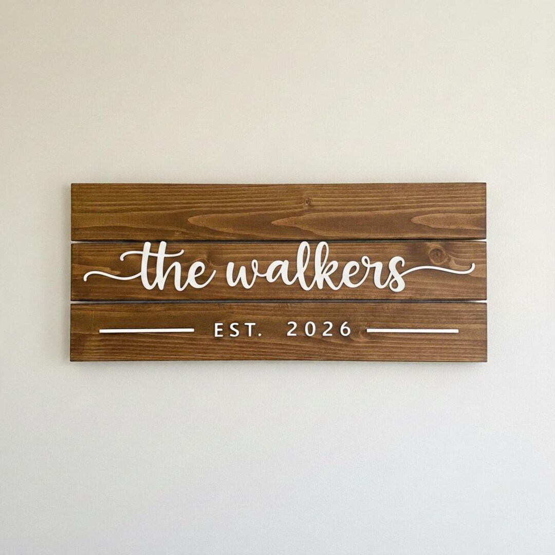 Personalized Family Name Sign, Custom Wooden Last Name Wall Decor ...