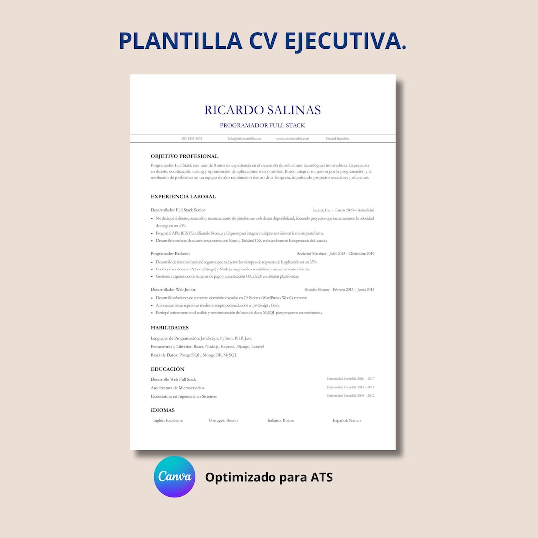 ATS Friendly Executive Resume Template - Minimalist and Professional ...