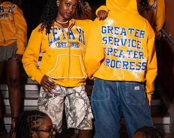 Custom Sigma Gamma Rho Zip-Up Jacket, Pearl Detail Fleece Hoodie, Sorority Chapter Gift