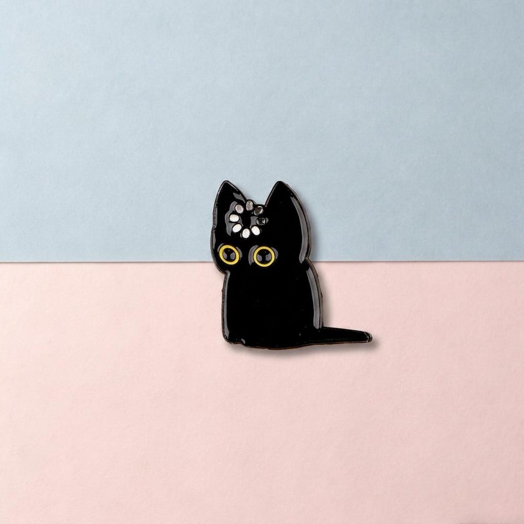 Cute Black Cat Enamel Pin – Small Kitty Lapel Pin for Jackets, Bags ...