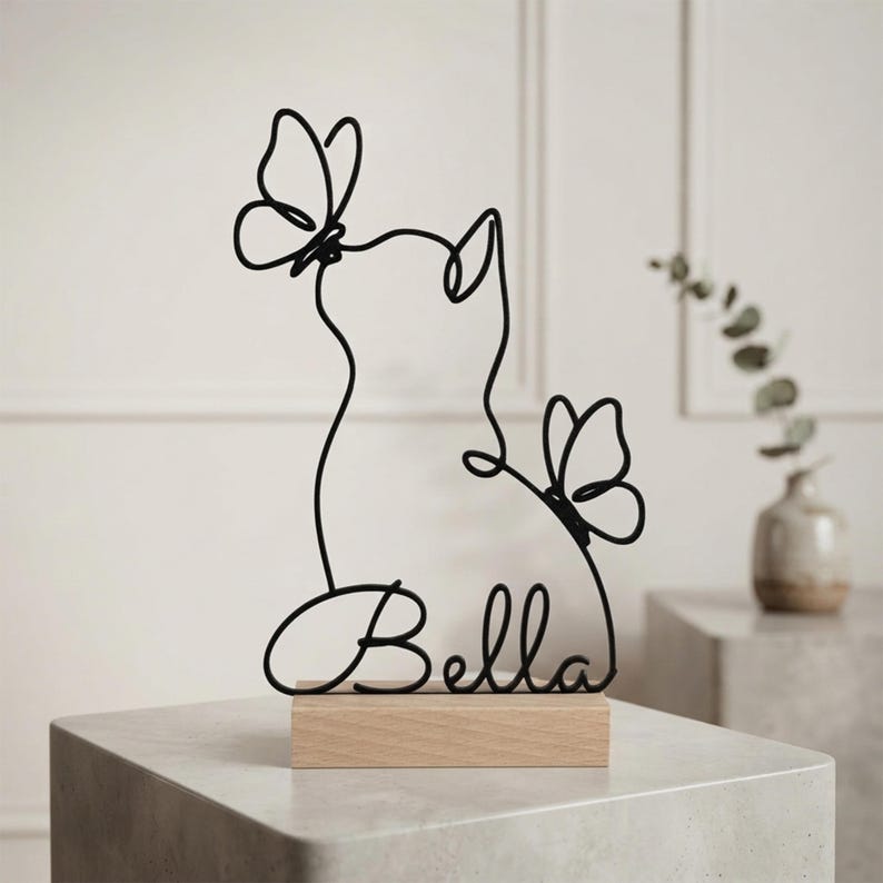 Personalized cat decoration with name, wooden cat stand, personalized gifts for cat lovers, cat owner gift image 8