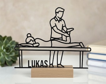 Openingscadeau voor een fysiotherapeut | Gepersonaliseerd naambordje van echt hout | Decoratie voor massagetherapeut