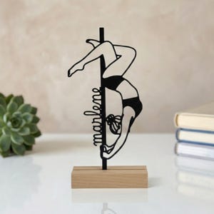 Decorazione personalizzata per pole dance con nome, figura di pole dance, regalo per pole dancer, decorazione per tavolo, decorazione per stanza, idea regalo artistica, pole dance