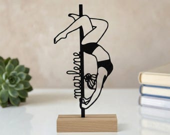 Personalized Pole Dance Decoration with Name, Pole Dance Figure, Gift for Pole Dancers, Table Decoration, Room Decoration, Art Gift Idea, Pole Dancing