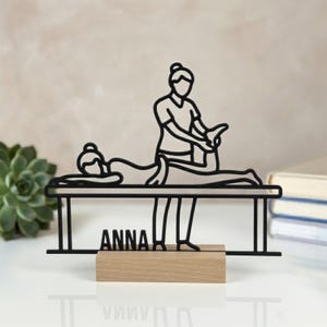 Cadeau voor massagetherapeuten en fysiotherapeuten | Gepersonaliseerd houten naambordje | Praktijkdecoratie