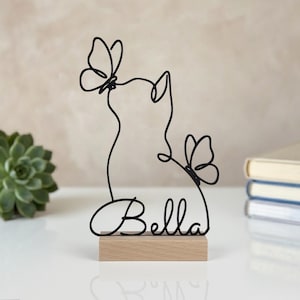 Personalized cat decoration with name, wooden cat stand, personalized gifts for cat lovers, cat owner gift image 1