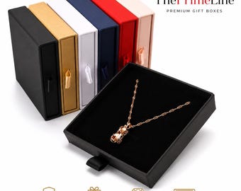 Joyero de papel kraft grueso con inserto de esponja para anillos, collares y pendientes.