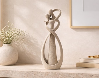 Romantic Couple Sculpture, Modern Nordic Abstract Love Statue, Minimalist Home Decor, Anniversary Gift, Bedroom Shelf Decor