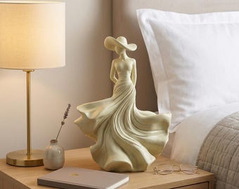 Abstract Woman Sculpture, Elegant Lady Figurine, Modern Home Decor Statue, Bedroom Table Accent, Living Room Shelf Decor, Gift for Her