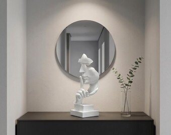 Abstract Face Thinker Statue, Shh Silence Sculpture, Modern Minimalist Home Decor, Luxury Office Desk Decor, Aesthetic Resin Art Figurine