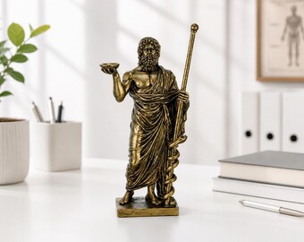 Rod of Asclepius Statue, Greek God of Medicine Sculpture, Doctor Office Decor, Medical Gift, Desk Decor for Doctors, Nurses, Medical Student