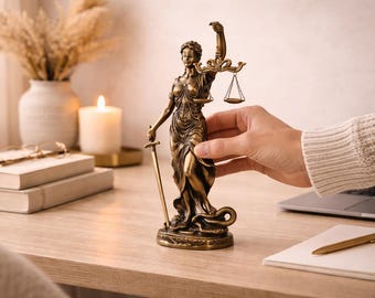 Lady Justice Sculpture Bronze Blindfold Scales Statue Law Office Decor Goddess of Justice Figurine Desk Decor Home Gift