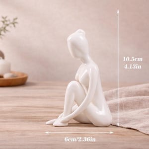 Minimalist Yoga Figurine, Ceramic Meditation Decor, Abstract Female Statue, Zen Home Decor, Yoga Studio Ornament, Modern Shelf Decor L