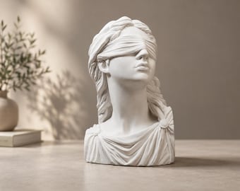 Themis Goddess of Justice Statue, Lady Justice Bust Sculpture, Classical Greek Mythology Decor, Office Desk Decoration Aesthetic Room Accent