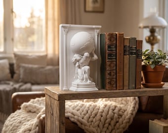 Atlas Statue, Greek Mythology Sculpture, Classical Bookshelf Decor, Modern Resin Bust, Office Desk Accent, Aesthetic Home Decor