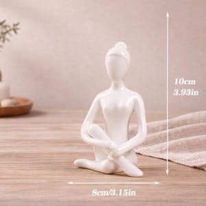 Minimalist Yoga Figurine, Ceramic Meditation Decor, Abstract Female Statue, Zen Home Decor, Yoga Studio Ornament, Modern Shelf Decor H