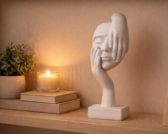 Abstract Face Sculpture Resin Statue Modern Home Decor Minimalist Mask Figurine Desk Office Shelf Ornament Aesthetic Gift