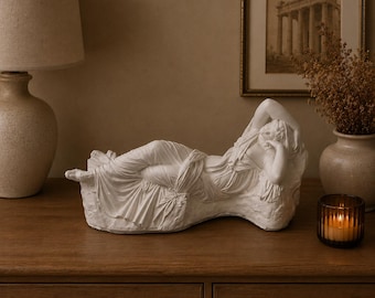 Sleeping Ariadne Statue, Classical Greek Sculpture, Plaster Resin Figure, Shelf Decor, Bookshelf Accent, Cottagecore Home Decor
