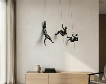 Rock Climbing Man Wall Sculpture, Resin Climber Figure, Modern Wall Art Decor, Mountain Climbing Statue, Unique Hanging Figure, Home Office