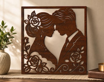 カップル向けウォールアートSVG | 記念日ギフト用ウォールアートSVG | Glowforge CNCプラズマカットデザイン | デジタルダウンロード