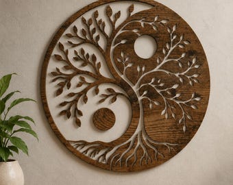 生命の樹レーザーカットSVG | スクロールソー木工パターン | 木製CNCデザイン | Glowforge CNCファイル